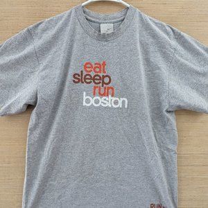 Nike Eat Sleep Run Boston Mens Shirt Gray Medium Wicked Awesome Cotton Polyester